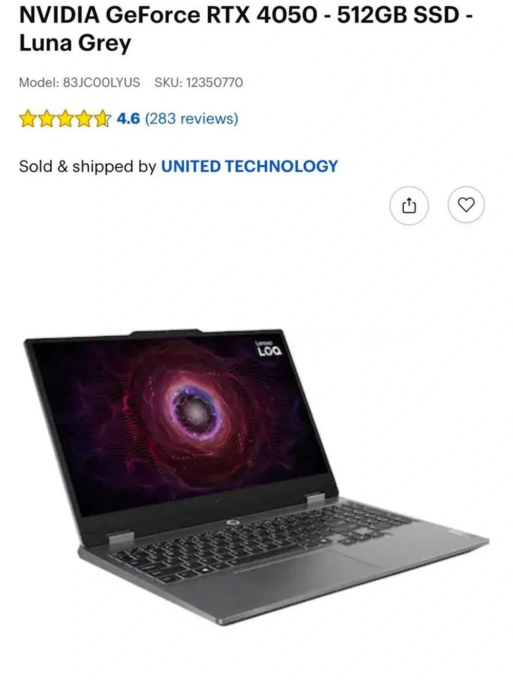 Lenovo Silver and Black 15.6